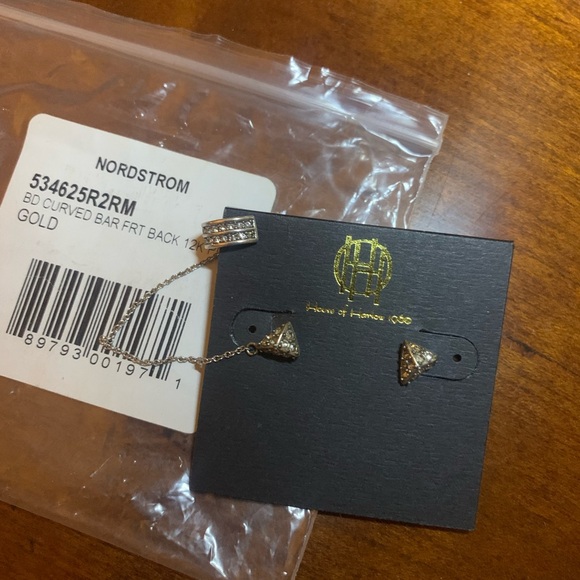 NWT! House of Harlow 1960 curved bar front back earrings - Picture 5 of 5